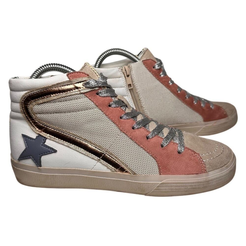 Shu Shop Sneakers Women’s‎ Sz 7 High Top Star Casual Side Zip Rock Streetwear EC